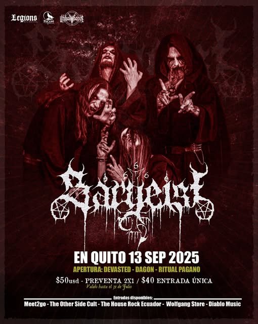 Sargeist Satanic Black Metal Cult Latinoamérica Tour 2025 2x1