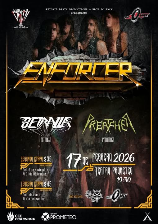 Enforcer "Tour 2026" En Vivo En Quito - Ecuador - TICKET