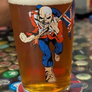 Iron Maiden "Trooper" Vaso Cerveza Cristal Oficial + Portavaso